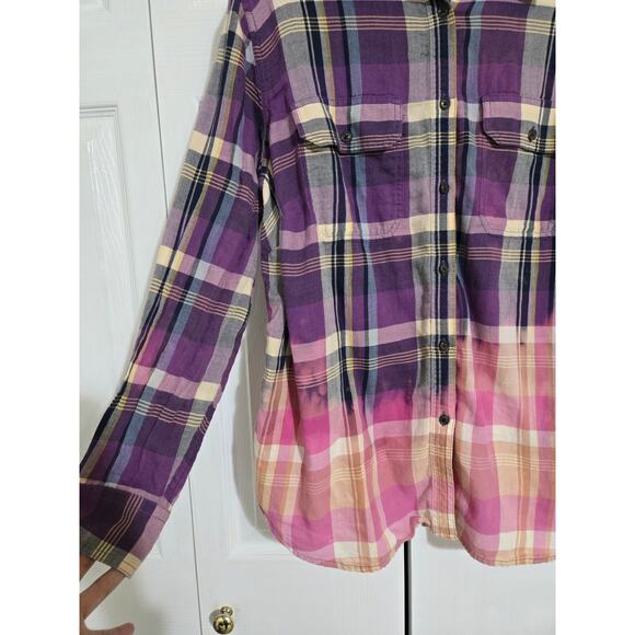 Chaps 1x women's purple dip dye button up flannel shirt - Picture 3 of 11